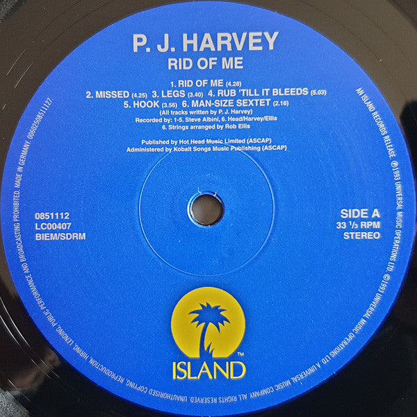 P J Harvey* : Rid Of Me (LP, Album, RE, 180)