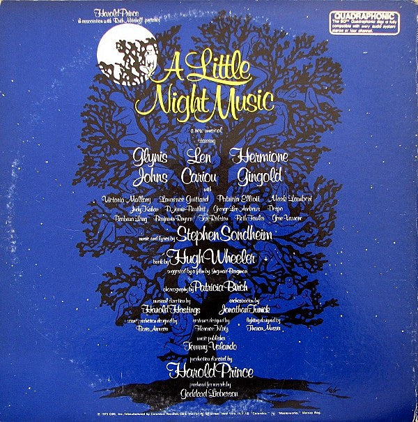 Stephen Sondheim, Glynis Johns, Len Cariou, Hermione Gingold : A Little Night Music (Original Broadway Cast Album) (LP, Album, Quad, Gat)