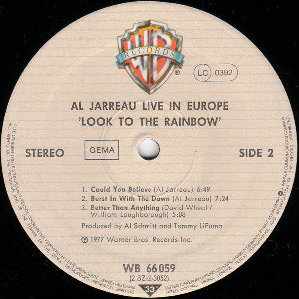 Al Jarreau : Look To The Rainbow - Live In Europe (2xLP, Album, RE)