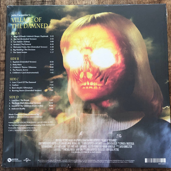 John Carpenter & Dave Davies : Village Of The Damned (Original Motion Picture Soundtrack) (2xLP, Album, Dlx, RE, Ora)