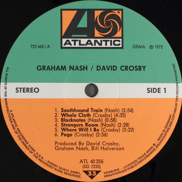 Graham Nash & David Crosby* : Graham Nash / David Crosby (LP, Album, Tri)