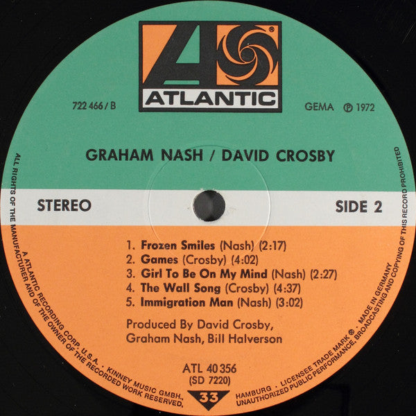 Graham Nash & David Crosby* : Graham Nash / David Crosby (LP, Album, Tri)