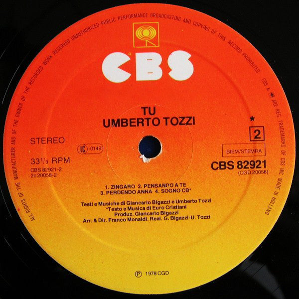 Umberto Tozzi : Tu (LP, Album)