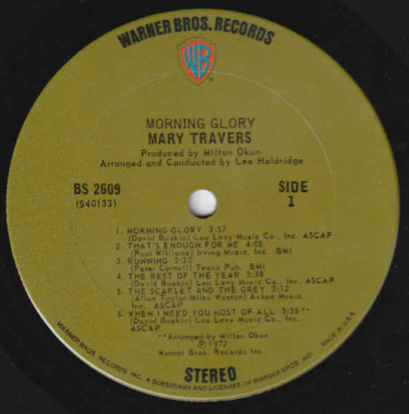 Mary Travers : Morning Glory (LP, Album, San)