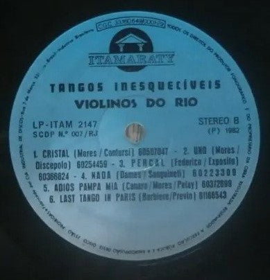 Violinos Do Rio : Tangos Inesquecíveis (LP, Album)