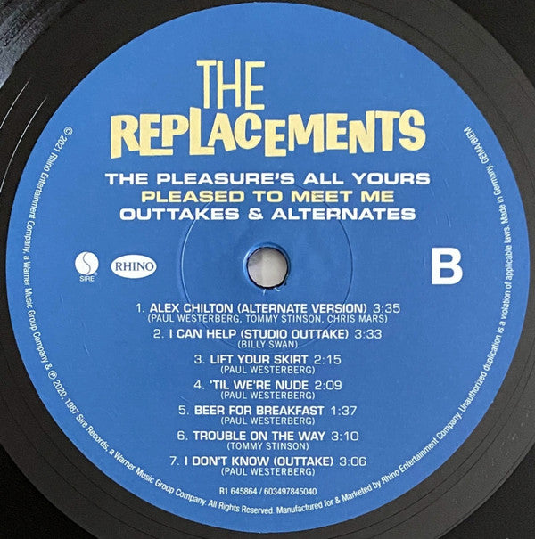 The Replacements : The Pleasure's All Yours: Pleased To Meet Me Outtakes & Alternates (LP, Comp, Ltd, RE)