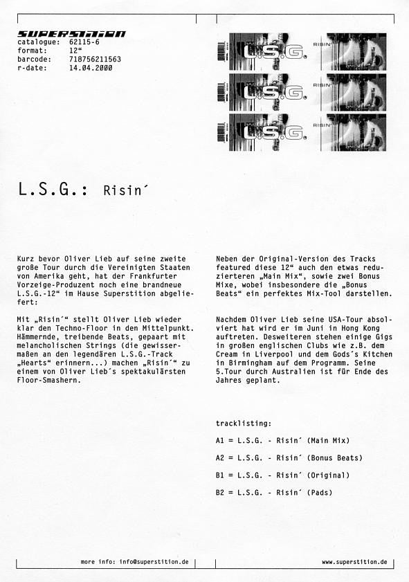 L.S.G. : Risin' (12")