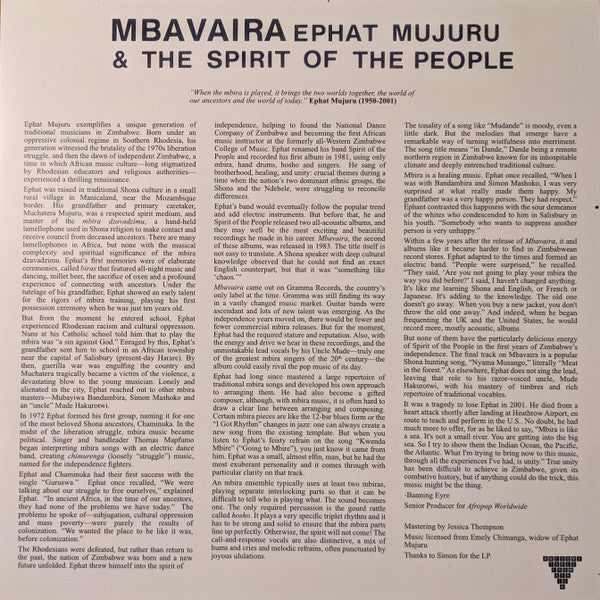 Ephat Mujuru And The Spirit Of The People : Mbavaira (LP, Album, RE)