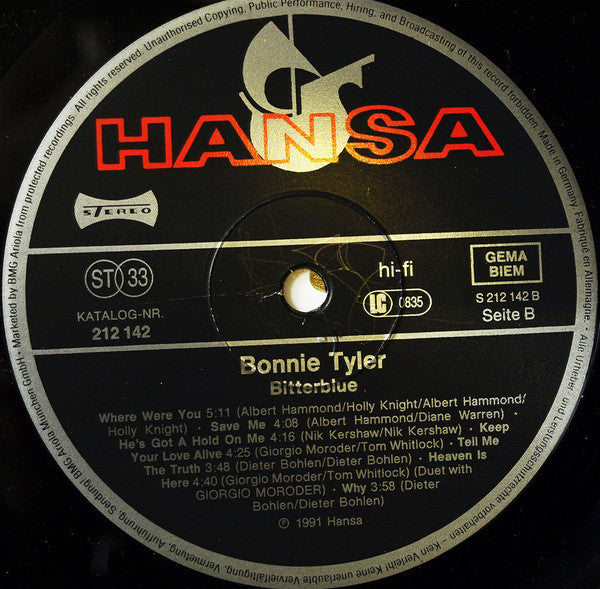 Bonnie Tyler : Bitterblue (LP, Album)