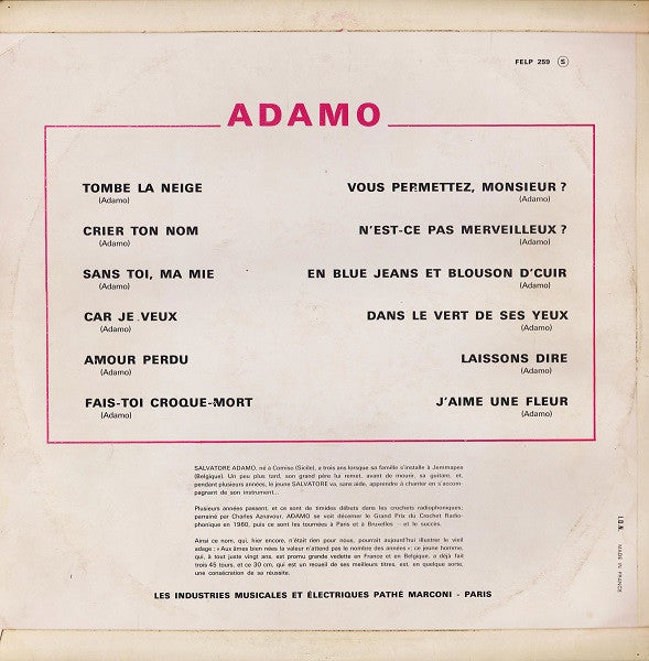 Adamo : Adamo (LP, Album, Mono)