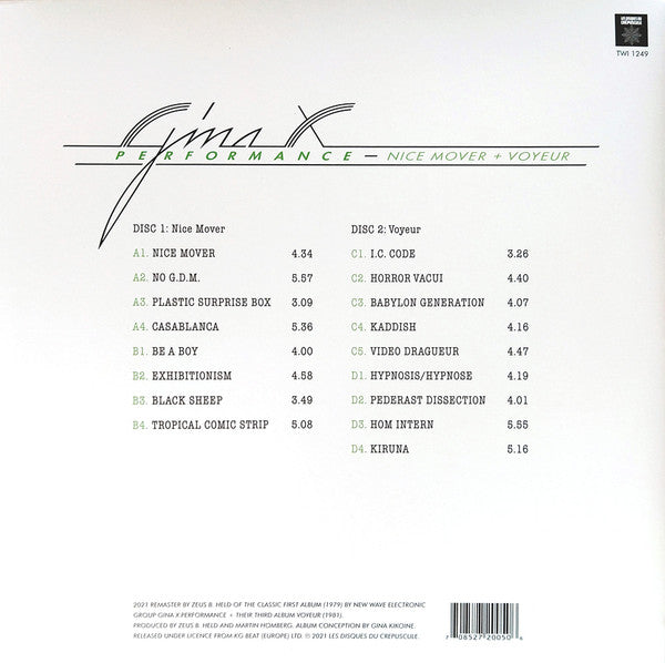 Gina X Performance : Nice Mover + Voyeur (LP, Album, RE, Gre + LP, Album, RE, Cle + Comp, Lt)