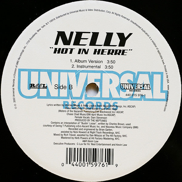 Nelly : Hot In Herre (12", Single)