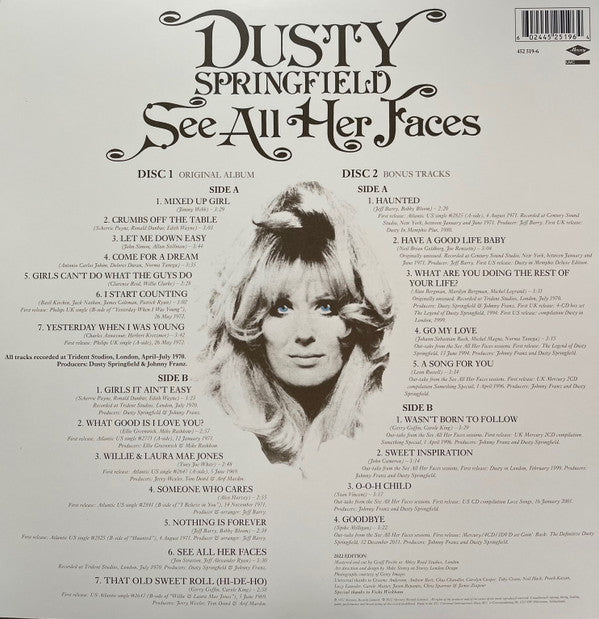 Dusty Springfield : See All Her Faces (LP, Album, RE + LP, MiniAlbum, Comp + Ltd, RM)