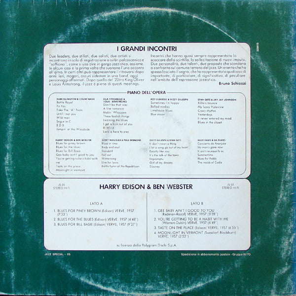 Harry Edison & Ben Webster : Harry Edison & Ben Webster (LP, Album, RE)