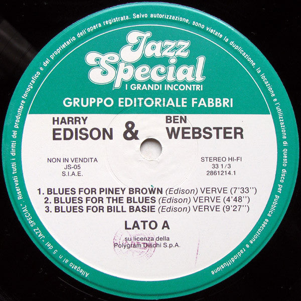 Harry Edison & Ben Webster : Harry Edison & Ben Webster (LP, Album, RE)