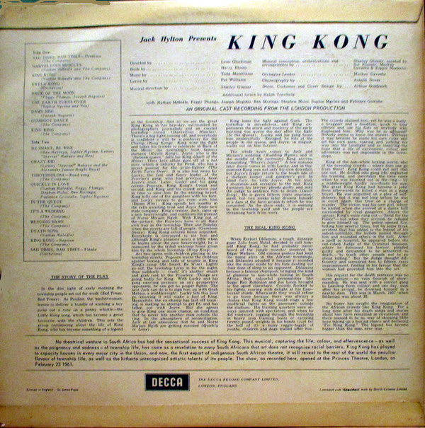 Various : Jack Hylton Presents King Kong (LP, Album, Mono, Lon)