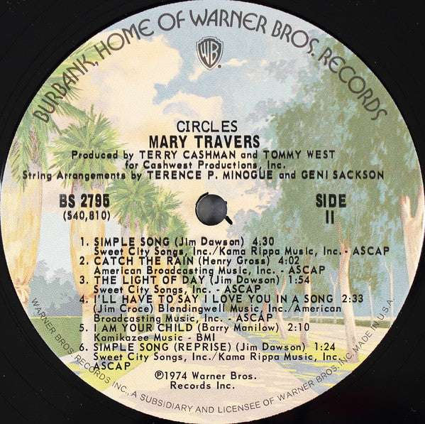 Mary Travers : Circles (LP, Album, San)