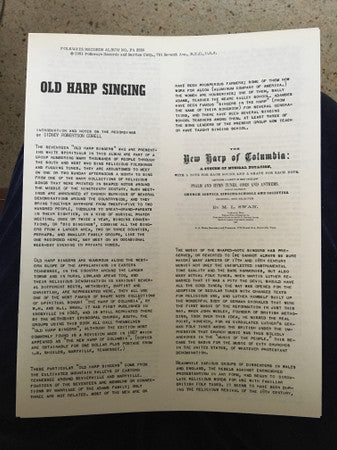 Old Harp Singers Of Eastern Tennessee* : Old Harp Singing (LP, Album)