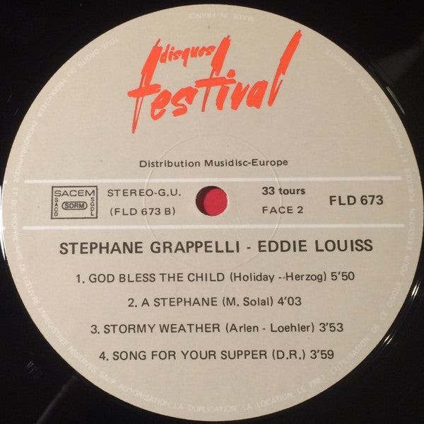 Stéphane Grappelli - Eddy Louiss Featuring Pierre Michelot - Daniel Humair : Stephane Grappelli - Eddie Louiss (LP)