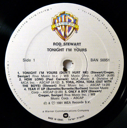 Rod Stewart : Tonight I'm Yours (LP, Album)