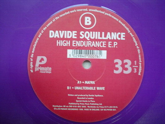 Davide Squillace : High Endurance E.P. (10", EP, Pur)