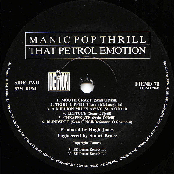 That Petrol Emotion : Manic Pop Thrill (LP, Album, Fir)