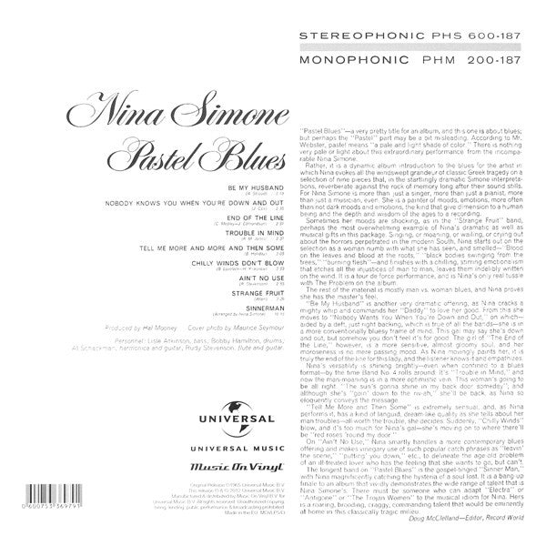 Nina Simone : Pastel Blues (LP, Album, RE)