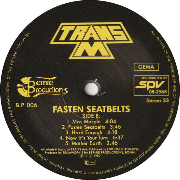 Trans Am (3) : Fasten Seatbelts (LP, Album)