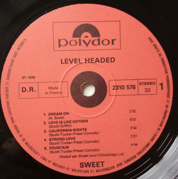 Sweet* : Level Headed (LP, Album, Gat)