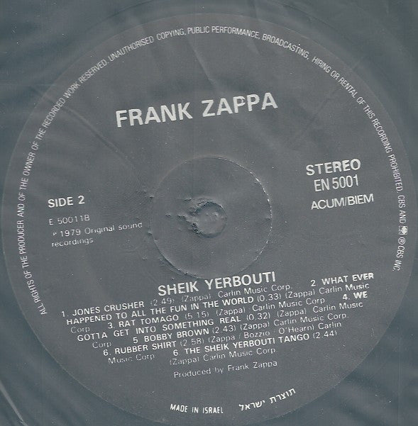 Frank Zappa : Sheik Yerbouti (2xLP, Album, RM, Gat)