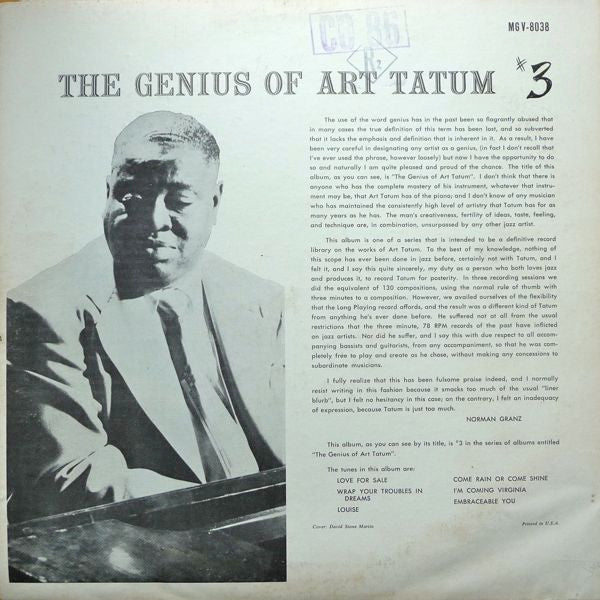 Art Tatum : The Genius Of Art Tatum #3 (LP, RE)