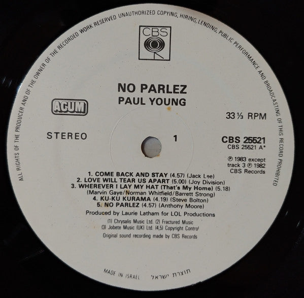 Buy Paul Young No Parlez LP Album Online For A Great Price buy-paul-young-no-parlez-lp-album-online-for-a-great-price