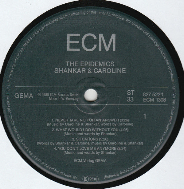 The Epidemics : Shankar / Caroline (2) : The Epidemics (LP, Album)