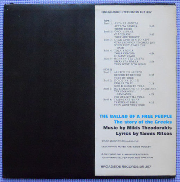 Mikis Theodorakis, Γιάννης Ρίτσος : The Ballad Of A Free People The Story Of The Greeks (LP, Album)