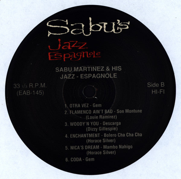 Sabu Martinez And His Jazz-Espagnole : Sabu's Jazz Espagnole (LP, Album, RE, Unofficial)