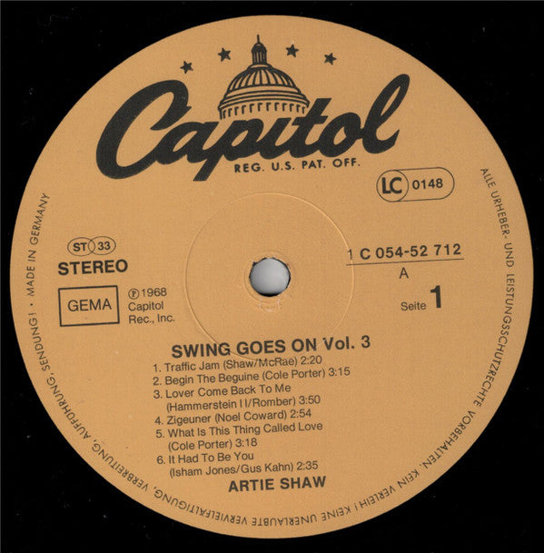 Artie Shaw : Swing Goes On! Vol. 3 (LP, Album, RE, Bei)