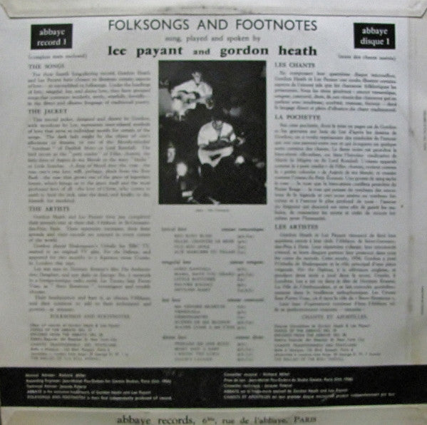 Gordon Heath And Lee Payant : Folksongs And Footnotes (LP, Album)