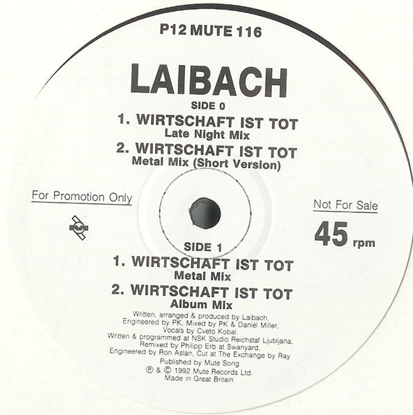 Laibach : Wirtschaft Ist Tot (12", Promo)