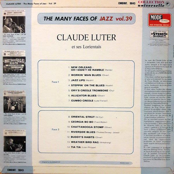 Claude Luter Et Ses Lorientais : The Many Faces Of Jazz Vol. 39 (LP, Comp)