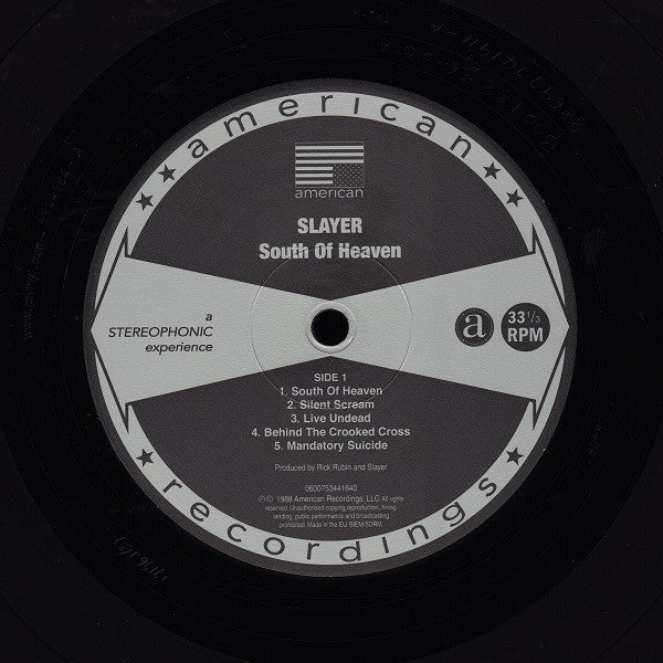 Slayer : South Of Heaven (LP, Album, RE, RM, 180)