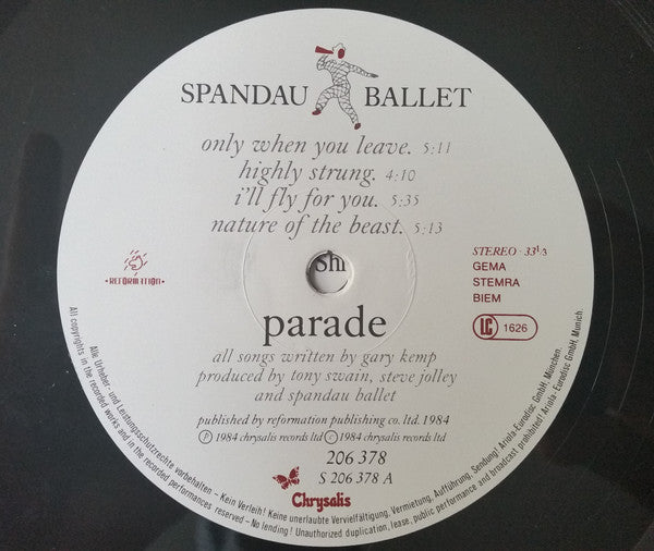 Spandau Ballet : Parade (LP, Album, Gat)