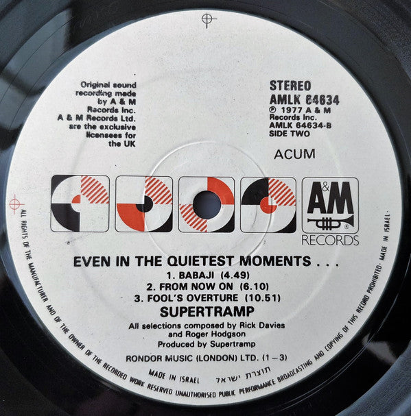 Supertramp : Even In The Quietest Moments... (LP, Album)