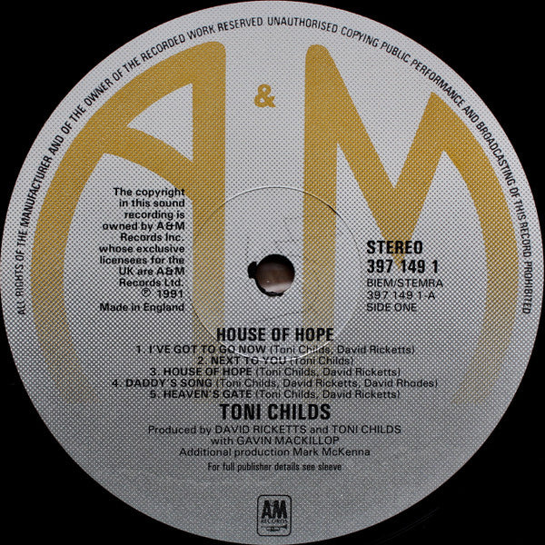 Toni Childs : House Of Hope. (LP, Album)