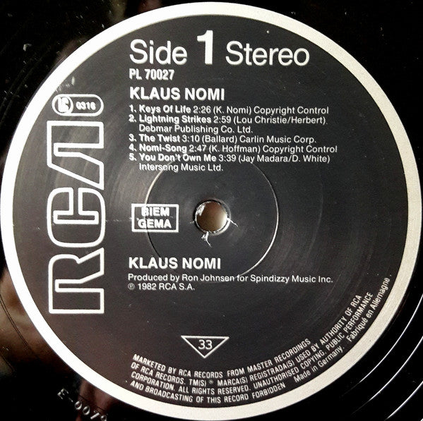 Klaus Nomi : Klaus Nomi  (LP, Album)