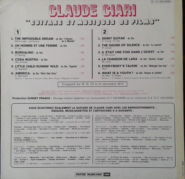 Claude Ciari : Guitare Et Musiques De Films (LP, Album)