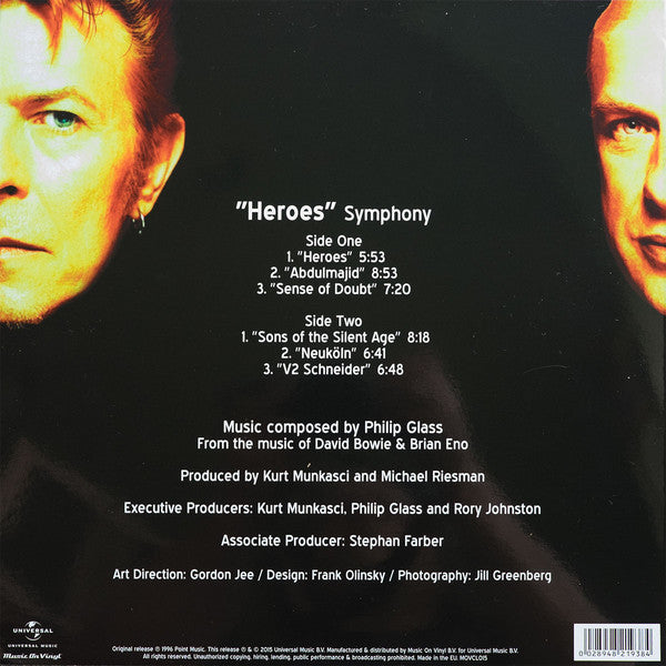 Philip Glass From The Music Of David Bowie & Brian Eno : "Heroes" Symphony (LP, Album, RE)