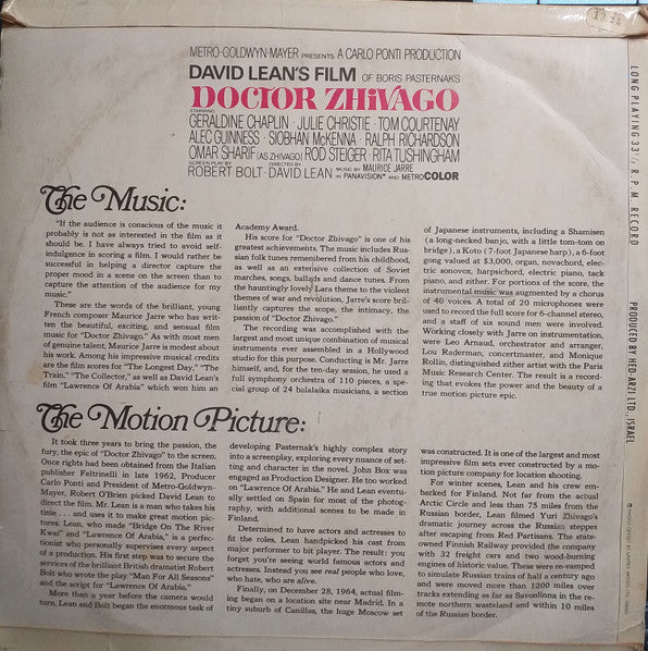 Maurice Jarre : Doctor Zhivago Original Soundtrack Album (LP)