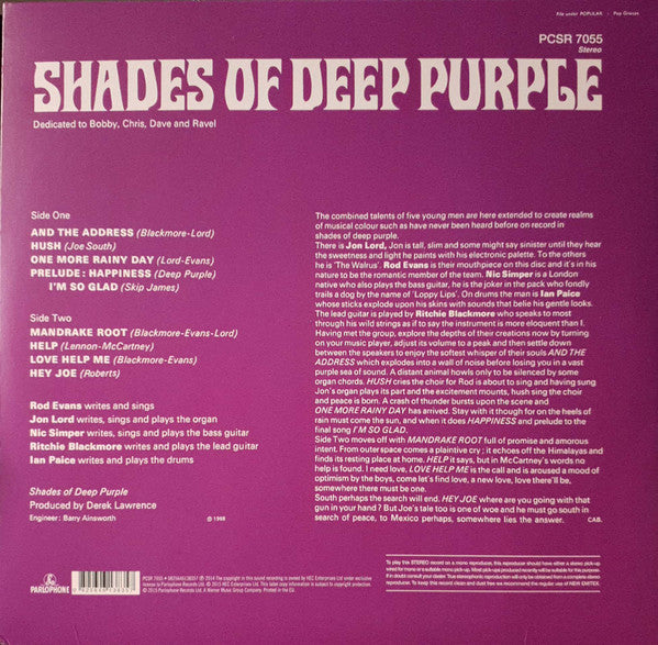 Deep Purple : Shades Of Deep Purple (LP, Album, RE, RM, 180)