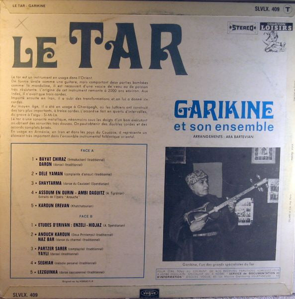 Garikine Et Son Ensemble : Le Tar (LP, Album)