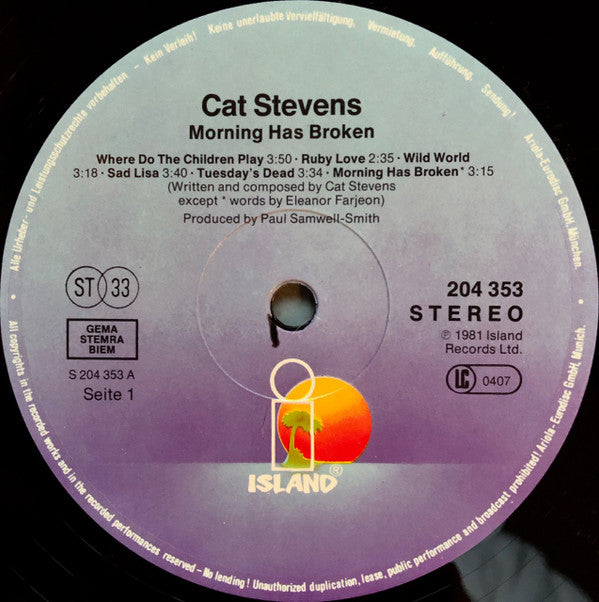 Cat Stevens : Morning Has Broken (LP, Comp, RE)